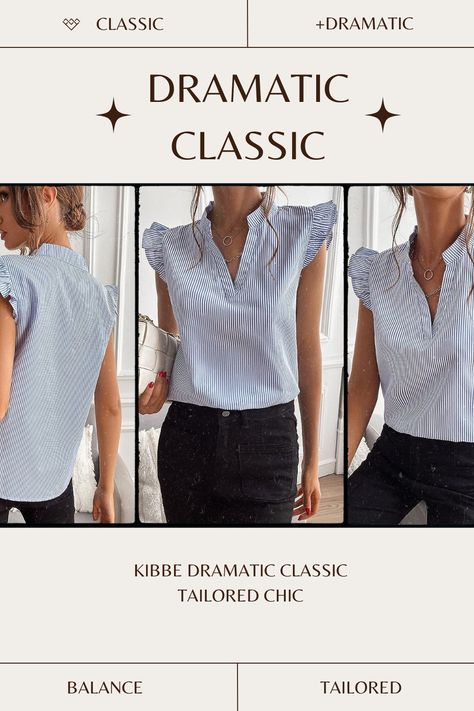 Kibbe Dramatic Classic Outfits, Classic Essence Outfits, Dramatic Classic Kibbe Style, Dc Kibbe, Kibbe Dramatic Classic, Tailored Chic, Classic Kibbe, Kibbe Style, Classic Essence