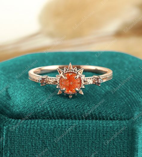 Sunstone Engagement Ring, Alexandrite Wedding Ring, Sun Ring, Engagement Ring Women, Unique Engagement Ring Settings, Tiaras Jewellery, Quartz Engagement Ring, Cute Engagement Rings, Opal Wedding Rings