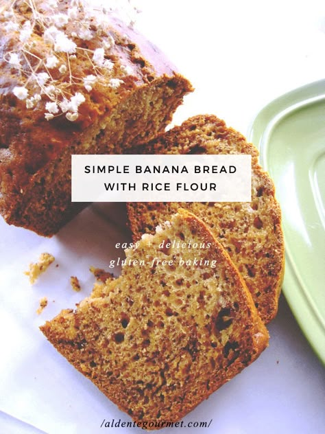 Bread With Rice Flour, Low Calorie Banana, Low Calorie Banana Bread, Banana Bread Easy, Banana Bread Gluten Free, Rice Flour Recipes, Bread Gluten Free, Quick Baking, Bread Sweet