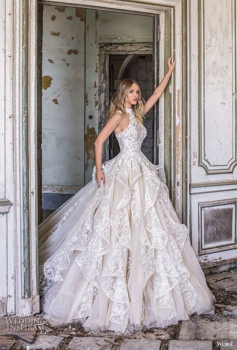 Bridal Gown Plus Size, Halter Ball Gown, Cathedral Train, Pnina Tornai, Gown Plus Size, Top Wedding Dresses, Dream Wedding Ideas Dresses, Lace Wedding Dresses, Brides Wedding Dress