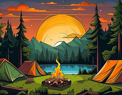 Check out new work on my @Behance profile: "A Colorful flat illustration of camping in the jungle." http://be.net/gallery/175707393/A-Colorful-flat-illustration-of-camping-in-the-jungle Camping Drawing Illustrations, Camping Illustration Art, Camp Illustration, Jungle Drawing, Camping Illustration, Camping Drawing, Inktober 2024, Band Logo, In The Jungle