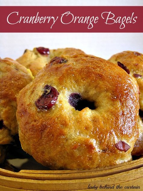 Cranberry Orange Bagels-this is the recipe I used for making bagels today for the first time... http://www.ladybehindthecurtain.com/cranberry-orange-bagels/ Bagel Recipe Easy, Yeast Recipes, Recipes Bread, Yeast Breads, Homemade Bagels, Behind The Curtain, Bagel Recipe, Bread Box, Yeast Bread