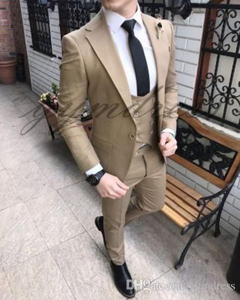 Suits Outfits, Suits Korean, Double Breasted Waistcoat, Tan Suit, Mens Suit Vest, Wedding Suits Groom, Outfits Hombre, Designer Suits For Men, Stylish Mens Fashion