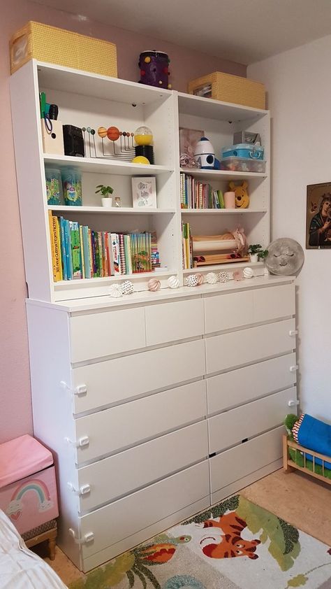 #ikeahacks #ikea Ikea Malm Drawers, Ikea Billy Hack, Ikea Hack Kids, Craft Room Closet, Billy Ikea, Ideas Habitaciones, Ikea Billy Bookcase Hack, Kids Shared Bedroom, Hacks Ikea