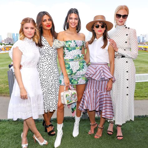 Polo Match Outfit, Polo Outfits For Women, Veuve Cliquot, Derby Attire, Veuve Clicquot Polo Classic, Garden Party Outfit, Derby Outfits, Polo Outfit, Keri Russell