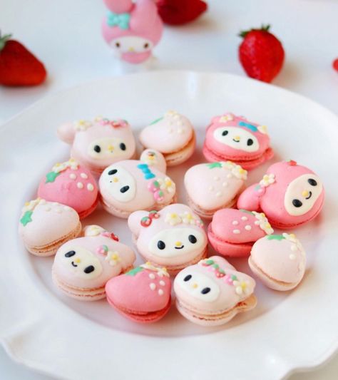 Kawaii Dessert, Kawaii Cooking, Sleepover Food, Cute Baking, Hello Kit, Cute Snacks, Macaron Recipe, Kawaii Food, Cute Cookies