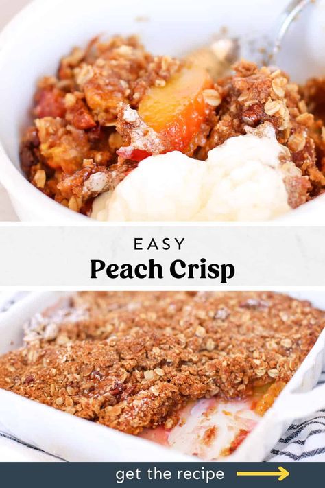 Easy Peach Crisp Recipe, Easy Peach Crisp, Fruit Crisp Recipe, Oat Crumble Topping, Fresh Peach Recipes, Oatmeal Crisp, Peach Crisp Recipe, Crisp Topping, Thriving Home