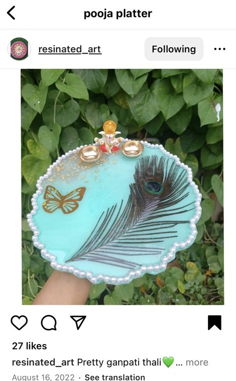 Resin Aarti Thali, Resin Pooja Plate, Resin Arti Thali, Resin Puja Thali, Resin Pooja Thali Ideas, Mrg Decoration, Resin Thali, Resin Pooja Thali, Epoxy Plate