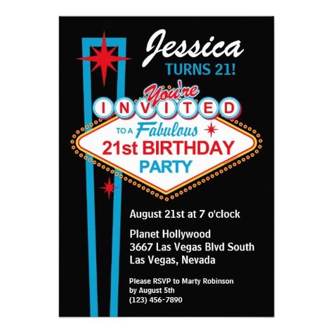 Las Vegas 21st Birthday Party Invitation Vegas Birthday Party, Las Vegas Party Theme, Las Vegas Birthday, Vegas Theme Party, Casino Party Invitations, Casino Birthday, 60th Birthday Party Invitations, 30th Birthday Party Invitations, Vegas Birthday