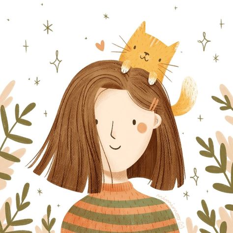 Cute Watercolor Illustration, Cute Cats Illustration, Cute Characters Cartoon, Digital Illustration Inspiration, Best Friend Illustration, Cute Animals Illustration, Joy Illustration, Friend Illustration, Pets Illustration