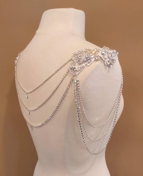 Bridal Shoulder Necklace, Shoulder Jewelry Body Jewellery, Manga Jewelry, Shoulder Chain Jewelry, Statement Necklace Wedding, Bridal Capelet, Shoulder Jewelry, Silver Statement Necklace, Shoulder Necklace