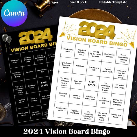 Bingo Vision Board Template, Bingo Vision Board, Vision Board Bingo, Goals Bingo, Vision Board Activity, Ipad 2024, Goal Sheet, Vision Board Template, Goals Sheet