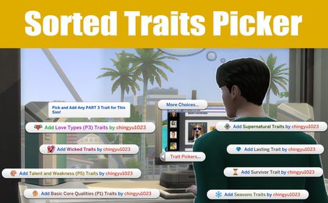 Sorted Traits Picker V2 | Vicky Sims (chingyu1023) on Patreon Sims 4 Stories, Passionate Romance, Sims Stories, Sims 4 Traits, Sims 4 Game Mods, Sims 4 Expansions, Instagram Graphics, Social Behavior, Sims4 Cc