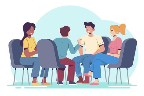 Group therapy illustration concept | Free Vector #Freepik #freevector Online Psychologist, Group Interview, English Speaking Skills, Family Counseling, Desain Editorial, Speaking Activities, Focus Group, Social Media Marketing Agency, Online Therapy