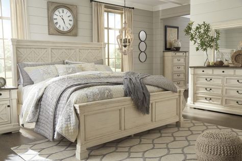 Farmhouse Style: Where to Buy Modern Farmhouse Furniture and Decor Ashley Bedroom Furniture Sets, Idea Bilik Tidur, Ashley Furniture Bedroom, Farmhouse Bedroom Set, Reka Bentuk Bilik Tidur, Farmhouse Bedroom Furniture, Modern Farmhouse Furniture, White Bedroom Set, Modern Farmhouse Bedroom