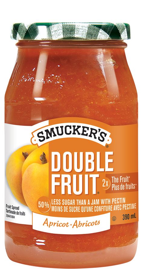 Smucker&apos;s®+Double+Fruit®+Apricot+Fruit+Spread+-from+Smucker's® Jam With Pectin, Fruit Spread, Apricot Fruit, Summer Jam, Less Sugar, Food Products, Ascorbic Acid, The Fruit, Natural Flavors