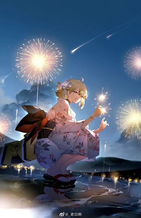 Anime Fireworks, Fireworks Anime, Kimono Sandals, Neural Cloud, How To Draw Fireworks, Night Fireworks, Animation Storyboard, Japanese Clothes, Anime Kimono