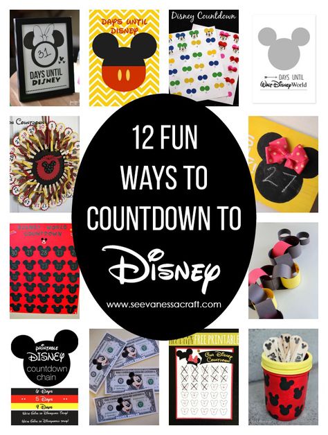 12 Fun ways to countdown to a Disney trip! Disneyworld Countdown Ideas, Disney Countdown Ideas Cricut, Countdown To Disney World, Disney Trip Countdown Ideas, Diy Disney Countdown Ideas, Disney World Countdown Ideas, Disney Cruise Countdown Ideas, Countdown To Disney Ideas, Disneyland Countdown Ideas