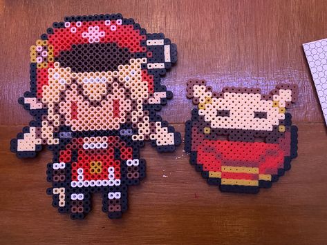 Klee Perler Beads, Perler Beads Genshin Impact, Tbhk Perler Beads, Anime Perler Beads, Genshin Perler, Anime Perler, Melty Bead Designs, Melt Beads Patterns, Pixel Beads