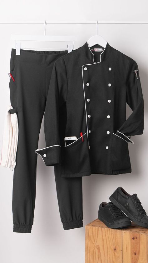 Chef coats, chef pants, chef shoes at low prices Sous Chef Uniform, Chef Uniform Design Men, Kitchen Staff Uniform, Chef Uniform Women, Women's Food Service Uniform, Men's Food Service Uniform, Chef Attire, Unique Chef Uniform, Kitchen Uniform