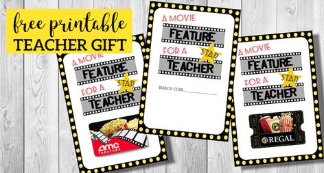 Easy Teacher Gifts Movie Free Printable. End of year or Christmas teacher appreciation gift. Unique, easy and great for male teachers too. Fun Teacher Gifts, Sharpie Teacher Gift, Redbox Gift, Male Teachers, Christmas Teacher Appreciation, Gift Card Holder Template, Gift Card Holder Diy, Easy Teacher Gifts, Paper Trail Design