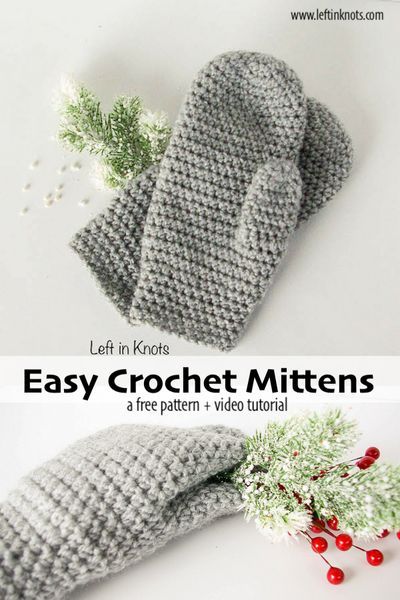 FREE CROCHET PATTERN - make the nicest looking crochet mittens with this simple pattern. Using one skein of worsted weight yarn, this project is a great scrap buster and great for donations. There are full right and left handed video tutorials to walk y Easy Crochet Mittens, Crochet Mitts, Mitten Pattern, Crochet Mittens Free Pattern, Crochet Mittens Pattern, Beginner Friendly Crochet, Textured Crochet, Crochet Patterns Free Beginner, Confection Au Crochet