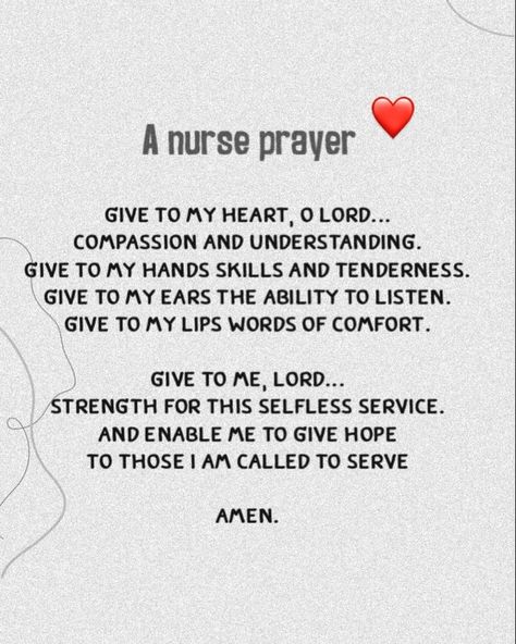 #nurseprayer #nurse #prayer Bible Verse For Nursing Student, Nursing Student Prayer, Prayers For Nursing School, Quotes For New Nurses, Being A Nurse Quotes Meaningful, Prayer For Students, Nurses Prayer, Give Hope, Words Of Comfort