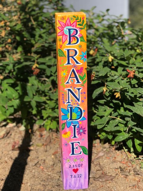 Hand painted peace pole (art pole) that I made for our sweet dog that passed away. This will be placed in the yard where we buried her 💗 #peacepole #petmemorial Peace Poles, Peace Pole, Art Pole, Pole Art, Garden Posts, Sweet Dog, Fence Posts, Fence Post, Sweet Dogs