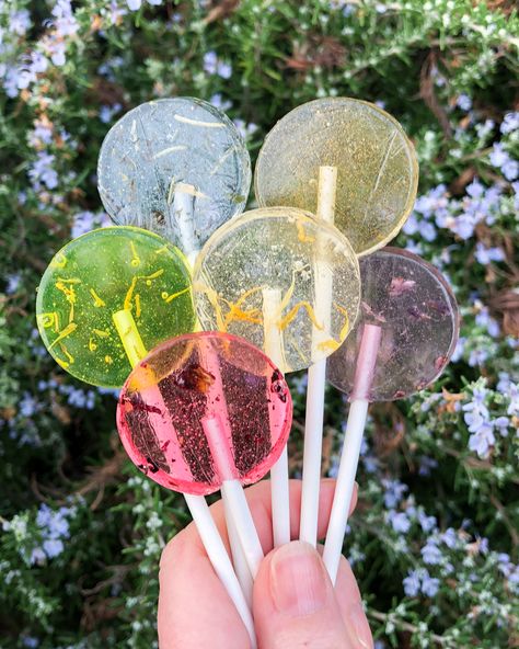 Seed-bearing organic lollipops with a a biodegradable stick holding an heirloom seed. Organic Lollipops, Lollipop Guild, Hard Candy Recipes, Skincare Ideas, Rosemary Lavender, Creative Baking, Purpose Driven, Heirloom Seeds, Party Treats