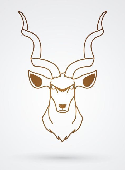 Outline Kudu Head Face Kudu Tattoo, Head Picture, Outline Tattoo, Face Face, Pop Art Wallpaper, Animal Farm, Deer Head, Farm Animals, Art Wallpaper