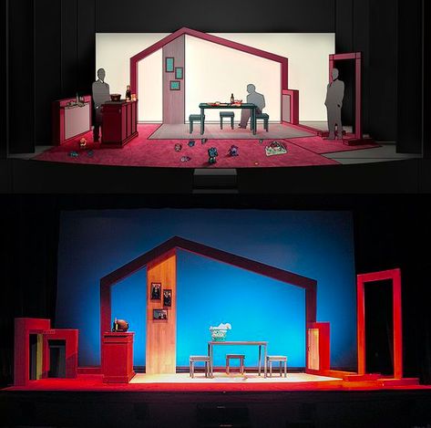 Horror Stage Design, Set Design Ideas Theatre, Theatre Decorations Stage, Stage Play Set Design, Simple Set Design Theatre, Claymation Set Design, Scene Design Theater, Simple Theatre Set Design, Theatre Set Design Ideas