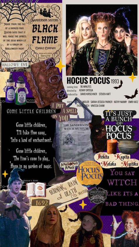 Hocus pocus mood board #hocuspocus #halloween #disney #october #spooky #mood #moodboards #aesthetic #vibes #wallpaper #art Hocus Pocus Collage, Hocas Pocas Wallpaper, Halloween Wallpaper Hocus Pocus, Hocus Pocus Wallpaper Iphone, Hocus Pocus Wallpaper, Hocus Pocus Aesthetic, Halloween Backrounds, Disney October, Halloween Things To Do