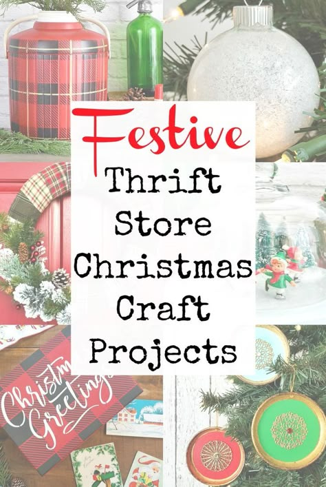 Christmas Repurpose Ideas, Upcycled Holiday Decor, Upcycled Christmas Decor, Christmas Thrift Store Painting, Christmas Thrift Store Diy, Christmas Bizarre Craft Ideas, Upcycled Christmas Decor Diy Ideas, Christmas Thrift Flips, Thrift Store Christmas Decor