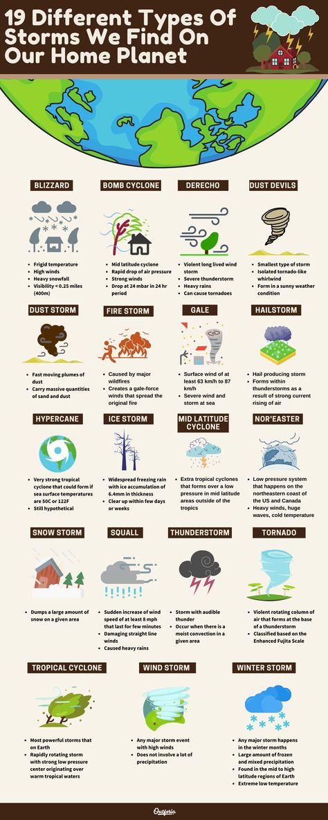 From snowstorms to hurricanes and tornadoes, there are a whole host of different typ. But, for all their dangers and hazards, there’s something fascinating about these demonstrations of the exceptional power of Mother Nature. Let's take a closer look at these different storm types so you can impress your friends and family with your weather know-how. Weather Phenomenon, Weather For Kids, Study Science, Storm Weather, Weather Science, Storm Chaser, Storm Chasing, Future Job, Dust Storm