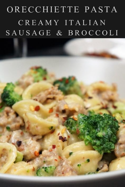 Orecchiette Pasta Recipes, Sausage Broccoli Pasta, Broccoli Sauce, Sausage And Broccoli, Sausage Broccoli, College Recipes, Pasta Creamy, Sausage Dinner, Easy Pasta Dinner