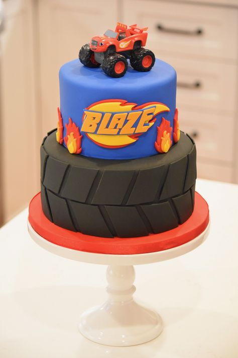 Blaze Party Decorations, Rescue Bots Cake, Blaze Cake, Blaze Birthday Cake, Blaze And The Monster Machines Cake, Blaze Cakes, Blaze Birthday Party, Blaze Party, Blaze The Monster Machine