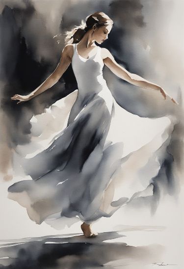 Black And White Watercolor Painting, Ballerina Art Paintings, Black And White Watercolor, Evans Art, Isadora Duncan, Dancer Painting, Watercolor Art Landscape, Ballerina Art, Dancers Art