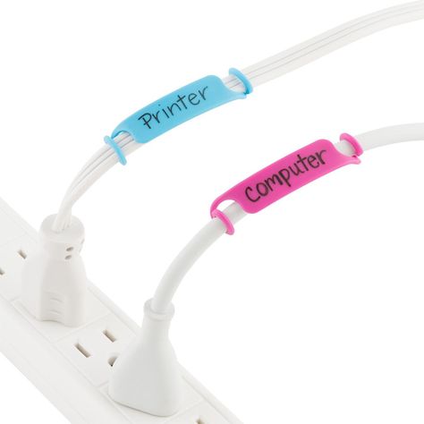 Identify cords and wires instantly with our bobino Cable Tags. Flexible enough to fit nearly any TV or computer cable, tags twist on easily and can be labeled using a ballpoint pen, permanent marker or a label maker. Since each package contains 10 tags in five colors, you can label a single cord at each end with the same color for quick problem-solving wherever it's plugged in. 2023 Bedroom, Cord Control, Organisation Ideas, Ergonomics Furniture, Cable Holder, Organized Life, Work Room, Cord Management, Label Maker