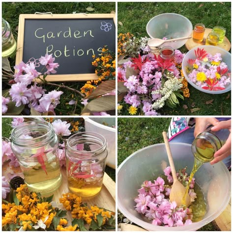 Flower Provocations, Flower Tuff Tray, Flowers Eyfs, Bush Kindy, Outdoor Play Kitchen, Toddler Sensory Bins, Early Childhood Education Activities, Outdoor Learning Activities, Babysitting Activities