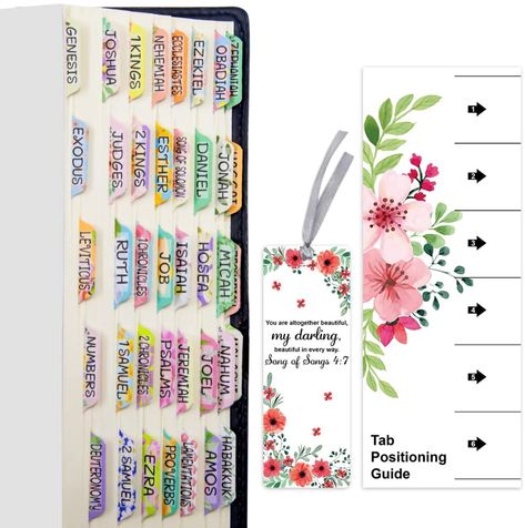 Amazon.com : 100 PCS Decorative Laminated Bible Tabs Cute Bible tabs for Women and Girl 66 Book Tabs 34 Blank Tabs for Old and New Testament : Office Products Bible Journaling Supplies, Book Tabs, Cute Bibles, Reading Notes, Bible Women, Old And New Testament, Song Of Solomon, Page Marker, Bookmarks Handmade