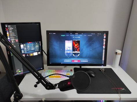 For those who want to know: .Mouse: Fantech Aria XD7 .Keyboard: Epomaker TH80 .Earphone: Kz Zsn Pro .Microphone: Blue Yeti Blackout .Mousepad: Hyperx Fury S Pro - G size .Monitor 1: Acer KG241Q-s .Monitor 2: LG 22BN550Y Blue Yeti Microphone Setup, Epomaker Th80, Blue Yeti Microphone, Blue Yeti, Gaming Setups, Microphone Stand, Set Up, Gaming Setup, Room Inspo