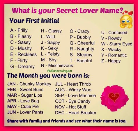 Secret lover name Funny Name Generator, What Is My Name, Birthday Scenario, Silly Names, Baby Name Generator, Crazy B, Secret Lovers, Sweet Buns, Fantasy Names