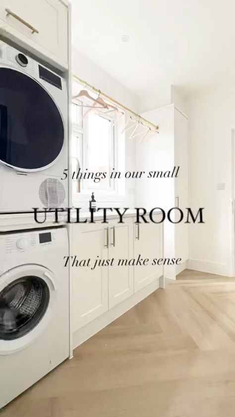 homewiththedenhams on Instagram: 5 things in our small utility room that made sense for us. And no, the tumble dryer isn’t one of them! 😉 What clever space saving hacks… Smart Utility Room Ideas, Small Utility Room With Window, Utility And Downstairs Toilet, Small Utility Room With Toilet, Mud Room Utility, Narrow Utility Room Ideas, Utility Room Ideas, Utility Ideas, Wren Kitchens