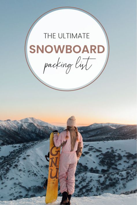 Girl with snowboard Snowboarding Packing List, Snowboard Trip Packing List, Snowboarding Checklist, Snowboarding Essentials, What To Wear Snowboarding, Snowboard Trip, Snowboarding Trip, Packing List For Vacation, Snowboard Bag