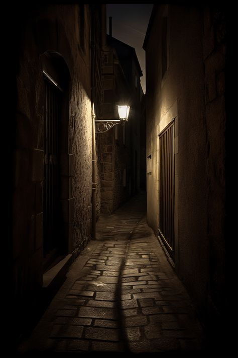 #Darkness #NightCity #NightTown #OldCity #NightStreet Haunted Town Aesthetic, Night Outside, Street Aesthetic Night, Dark Street Aesthetic, Dark Town Aesthetic, Street Corner, Color Theory Projects, Haunted Towns, Halloween Street