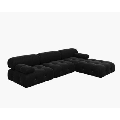 Take a good look at this contemporary novelty sofa - upholstered with soft velvet fabric that brings a delicate touch. Adopts high-density and high-resilience foam/sponge that offers a lot of comfort and does not collapse for long periods. The internal frame is made of solid wood, which is firm and practical. Stylish and timeless, the parts detachable design provides free combination, it can be arranged into 3 single-seat sofa chairs, 1 chair, and 1 loveseat or a 3-seat sofa. Body Fabric: Black Black Sofa Aesthetic, Cozy Black Couch, Black Cozy Couch, Small Black Sectional Sofa, Black Couch Walmart, Big Comfy Black Couch, Pretty Apartments, Black Sectional, Black Couches