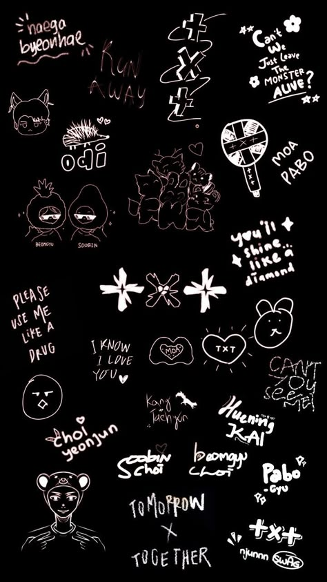 8turn Wallpaper Kpop, Txt Doodle Wallpaper, Kpop Themed Wallpaper, Txt Doodle Art, K Pop Wallpaper Backgrounds, Kpop Inspired Wallpaper, Kpop Wallpaper Homescreen, Kpop Backgrounds Aesthetic, Txt Doodle