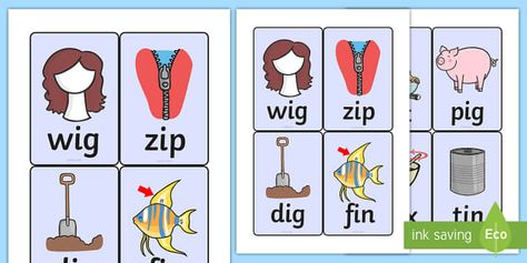 CVC Word Cards I - CVC, CVC words, visual aids, flash cards, I Cvc Picture Cards, Classroom Bulletin Boards Elementary, Bulletin Boards Elementary, 1st Grade Ela, Teaching Resources Primary, Word Poster, Cvc Word, Lovely Images, Tuff Tray