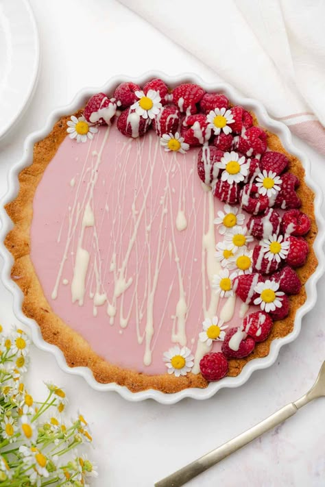 Amazing Raspberry White Chocolate Tart Recipe — A Full Living White Chocolate Tart, Fruit Tart Filling, Raspberry Tart Recipe, Chocolate Raspberry Tart, Chocolate Tart Recipe, Space Royalty, Gluten Free Valentines, Easter Fruit, Chocolate And Raspberry Tart