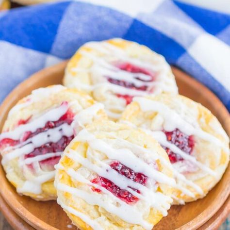 Raspberry Cream Cheese Danish - Pumpkin 'N Spice Pillsbury Raspberry Cream Cheese Danish, Raspberry Cheese Danish, Strawberry Cream Cheese Puff Pastry, Raspberry Cream Cheese Danish, Raspberry Danish, Cream Danish, Cookies From Around The World, Danish Cookies, Raspberry Cream Cheese